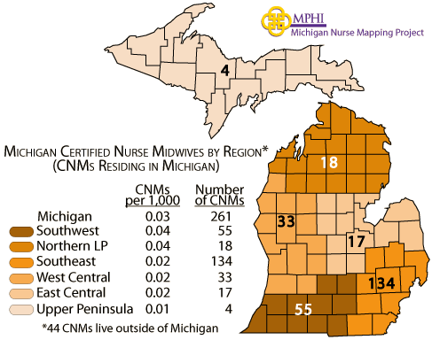 Michigan map of RNs